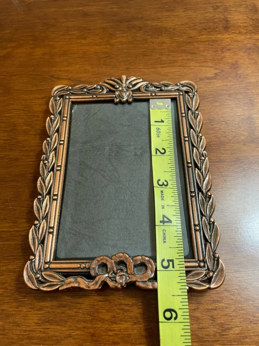 Vintage Ornate Heavy Cast Metal 3.5x5 Photo Frame Copper Bronze Tone